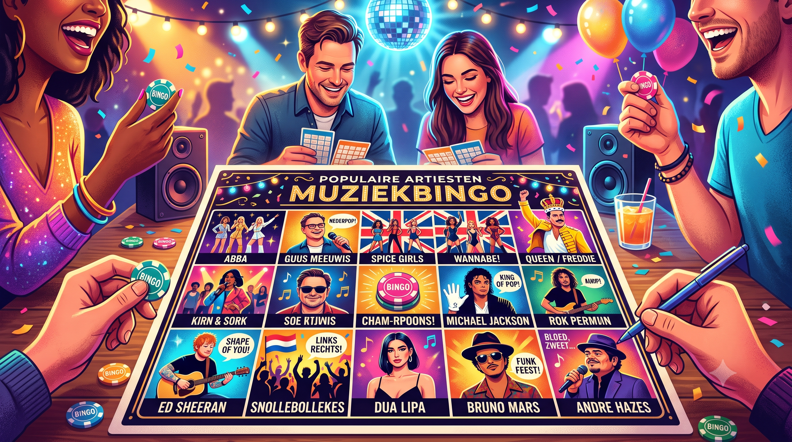 Welke artiesten doen het altijd goed op een muziekbingo?