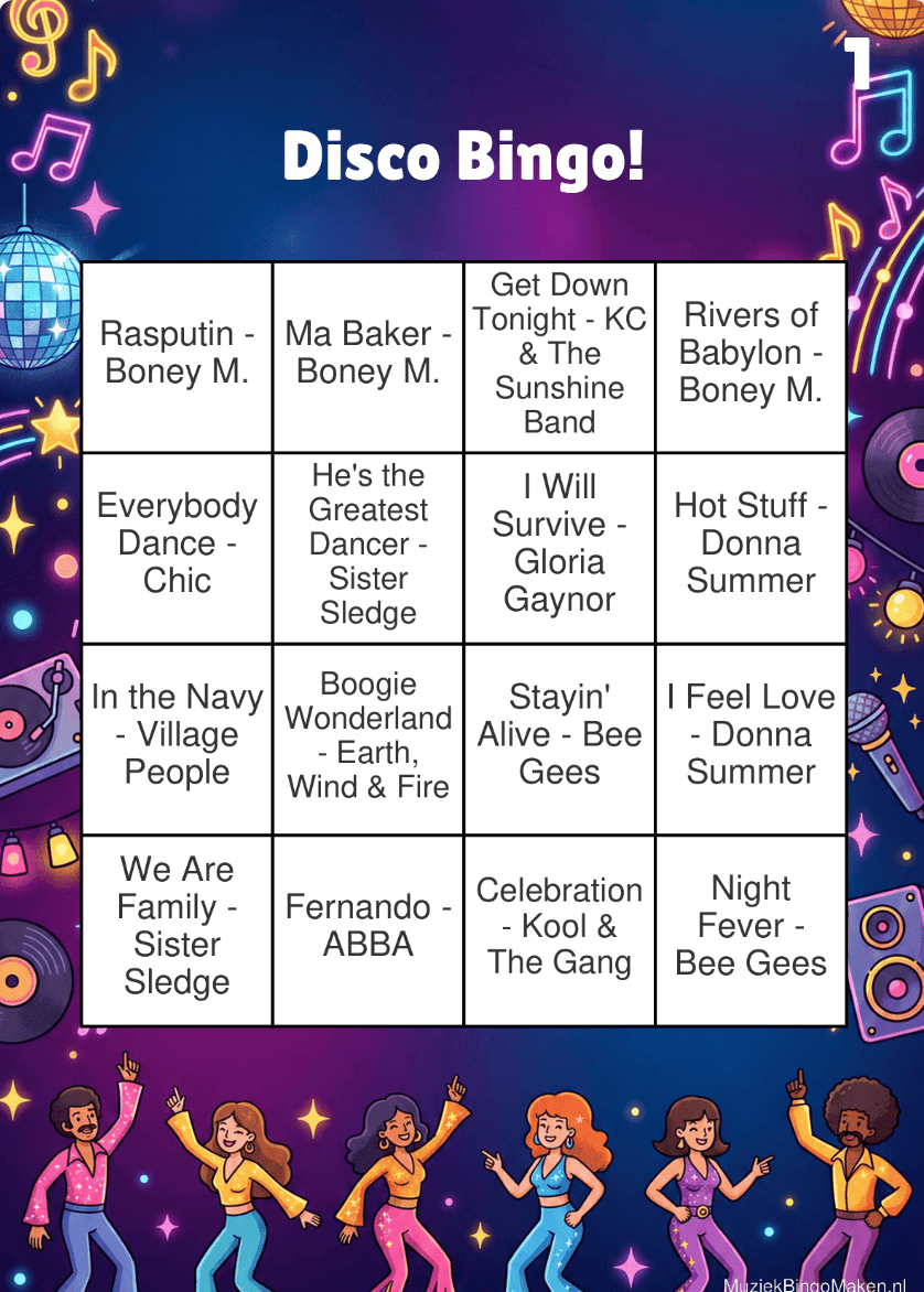 Disco Muziekbingo